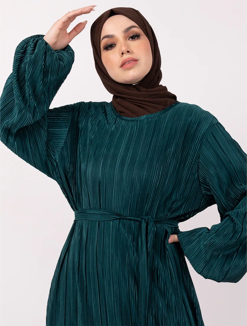 Green Plisse Abaya